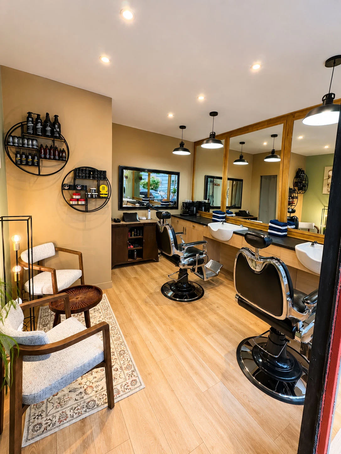 Intérieur salon Le Maître Barbier Paris 18